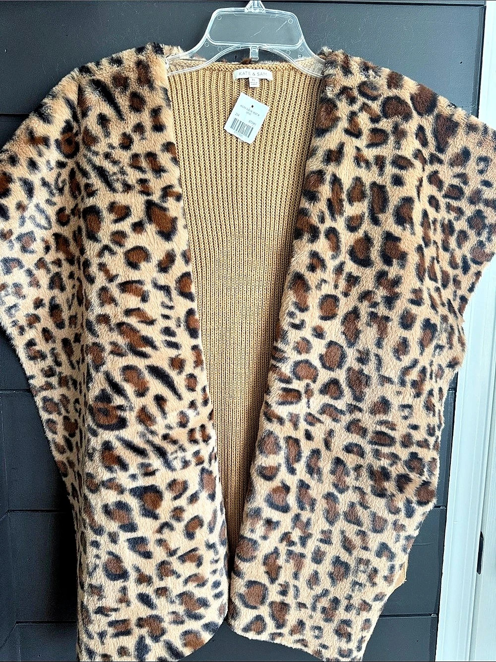 Kate & Sam Leopard Print Open Front Vest XL NWT